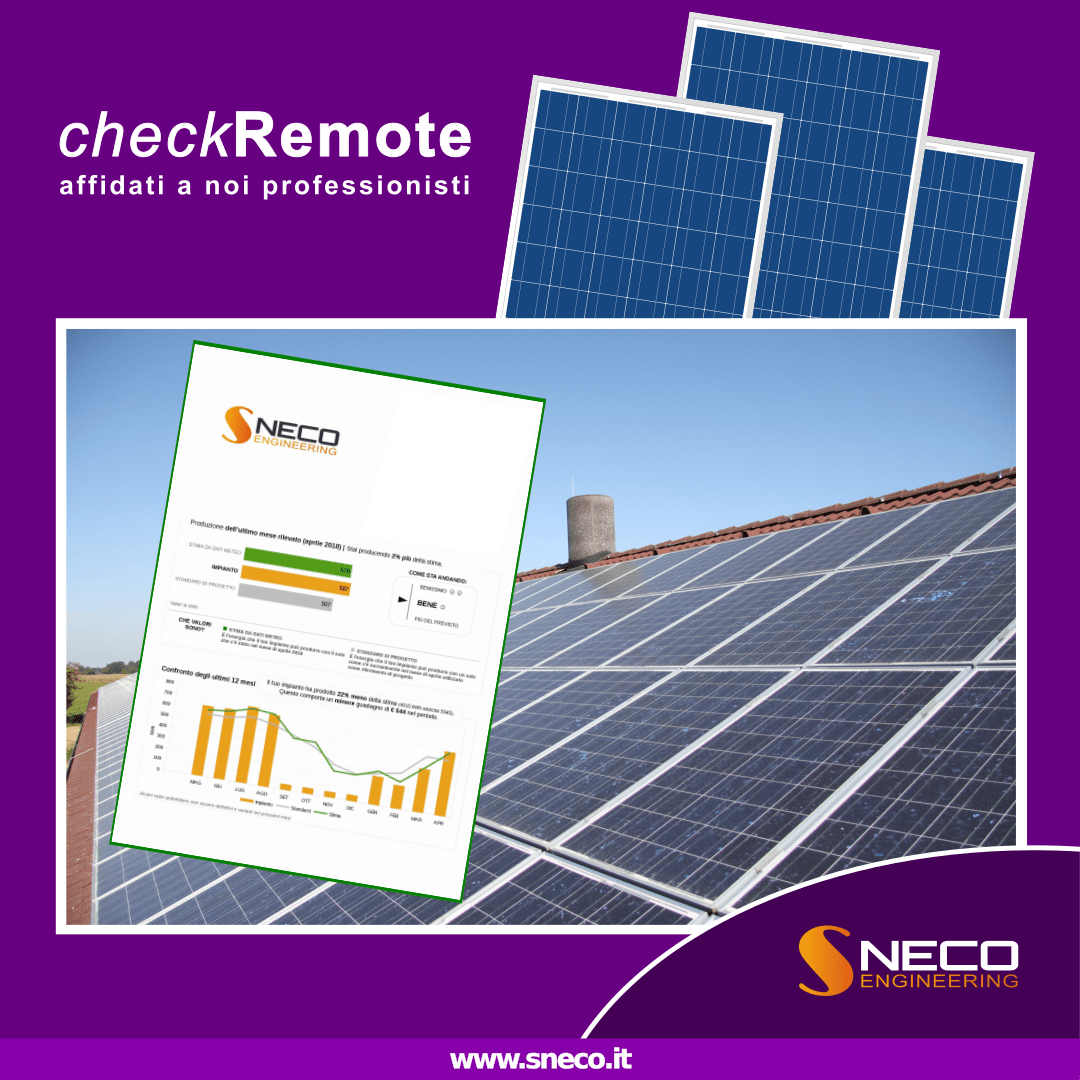 Controllo monitoraggio in remoto di impianti fotovoltaici.